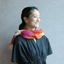 [STOLE] LINEN 160 X 35 HIBISCUS (VERMILION-PINK) | KYO YUZEN DYEING | NOGIGUCHI KIHEI