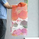[STOLE] LINEN 160 X 35 HIBISCUS (VERMILION-PINK) | KYO YUZEN DYEING | NOGIGUCHI KIHEI
