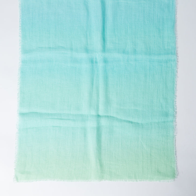 [ขโมย] ผ้าลินิน 190 x 52 การไล่ระดับสีผสม (สีฟ้าอ่อน) | การย้อมสี Kyo Yuzen | Nogiguchi Kihei