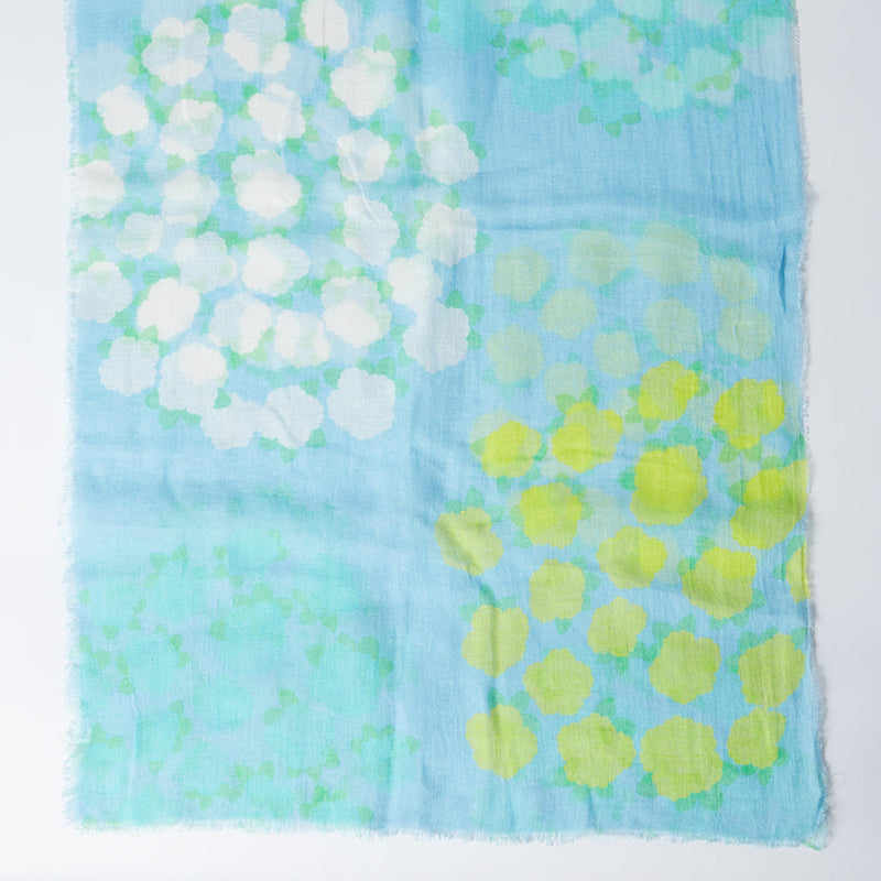 [스톨] 리넨 190 x 52 꽃 원 (파란색) | Kyo Yuzen Dyeing | Nogiguchi Kihei