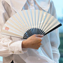 [HAND FAN] CRESCENT MOON (WHITE) SILVER LEAF | KARAKAMI (JAPANESE PAPER)｜KEIBIFUGETSU