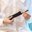 [HAND FAN] CRESCENT MOON (WHITE) GOLD LEAF | KARAKAMI (JAPANESE PAPER)｜KEIBIFUGETSU