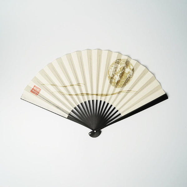 [Hand Fan] Full Moon (White) Bronze | Karakami (กระดาษญี่ปุ่น) ｜ keibifugetsu