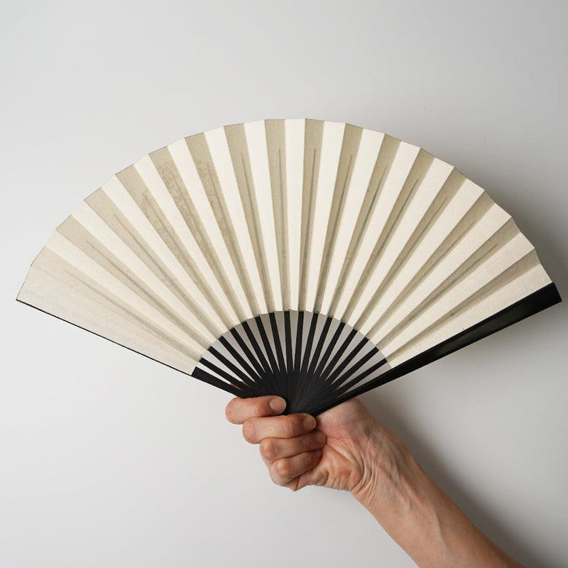 [Fan Hand Fan] Full Moon (White) Gold Leaf | Karakami (กระดาษญี่ปุ่น) ｜ keibifugetsu