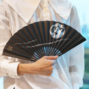 [HAND FAN] FULL MOON (BLACK) SILVER LEAF | KARAKAMI (JAPANESE PAPER)｜KEIBIFUGETSU