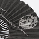[HAND FAN] FULL MOON (BLACK) SILVER LEAF | KARAKAMI (JAPANESE PAPER)｜KEIBIFUGETSU