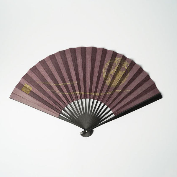 [Hand Fan] Full Moon (สีม่วง) Bronze | Karakami (กระดาษญี่ปุ่น) ｜ keibifugetsu