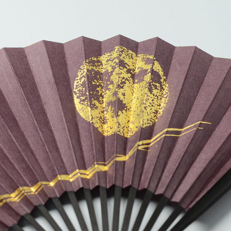 [Fan Hand Fan] Full Moon (Purple) Gold Leaf | Karakami (กระดาษญี่ปุ่น) ｜ keibifugetsu