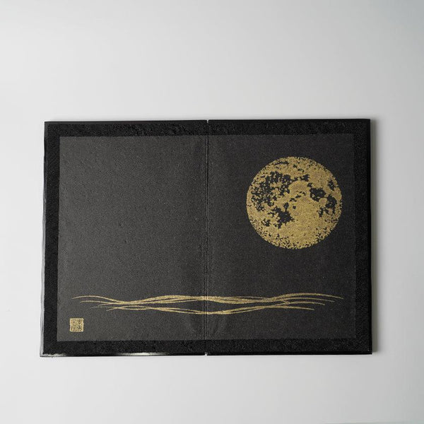 [접이식 화면 (룸 분배기)] 보름달 (검은 색) 청동 (S) | 카라 카미 (일본 종이) ｜ keibifugetsu