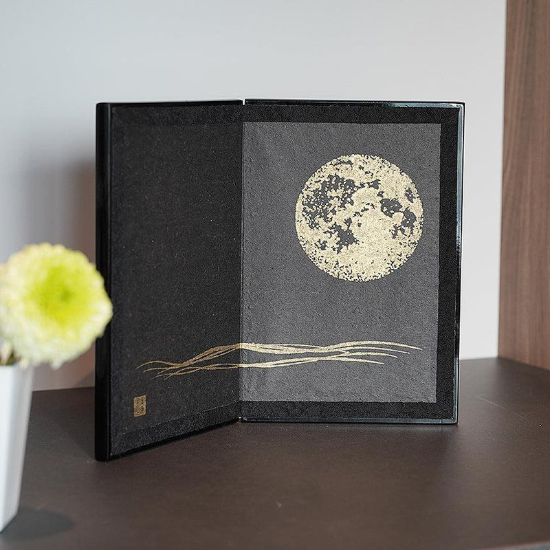 [หน้าจอพับ (ตัวแบ่งห้อง)] พระจันทร์เต็มดวง (สีดำ) บรอนซ์ (S) | Karakami (กระดาษญี่ปุ่น) ｜ keibifugetsu