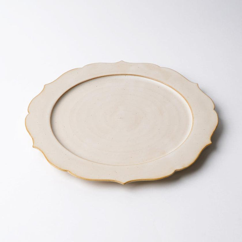 [큰 플레이트 (플래터)] 무광택 플랫 플레이트 (림) Rinka-L White | kyoto-kiyomizu ware | 푸우