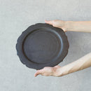 [LARGE PLATE (PLATTER)] MATTE FLAT PLATE (RIM) RINKA-L BLACK | KYOTO-KIYOMIZU WARE | FUUU