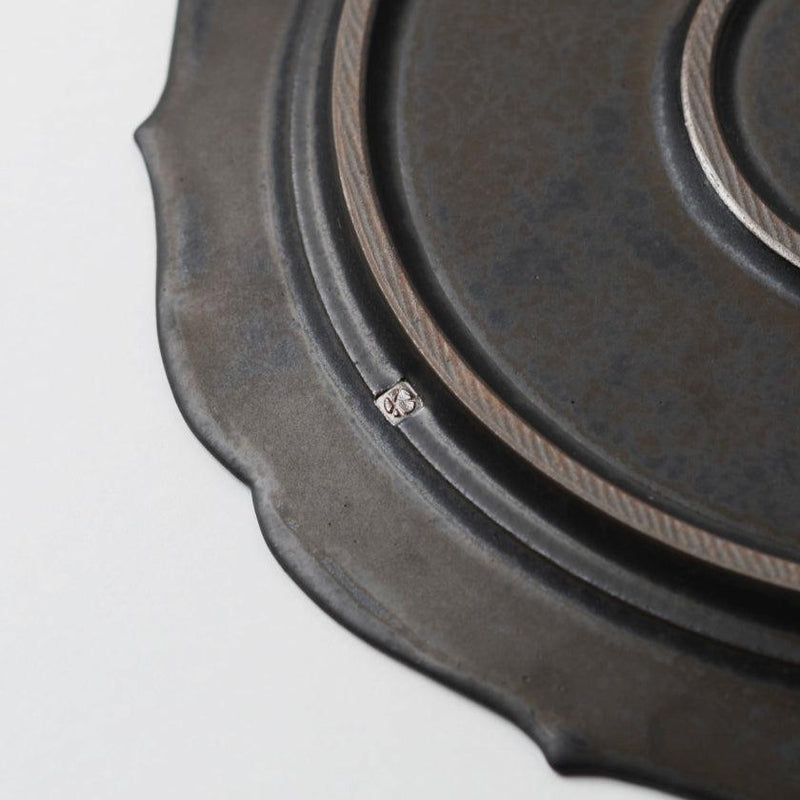 [큰 플레이트 (플래터)] 무광택 플랫 플레이트 (림) Rinka-L Black | kyoto-kiyomizu ware | 푸우