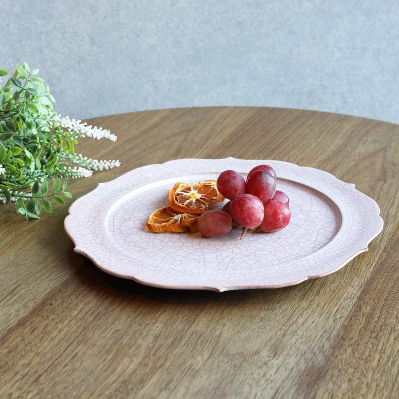 [큰 접시 (플래터)] Hibiki 플랫 플레이트 (림) Rinka-L Red | kyoto-kiyomizu ware | 푸우