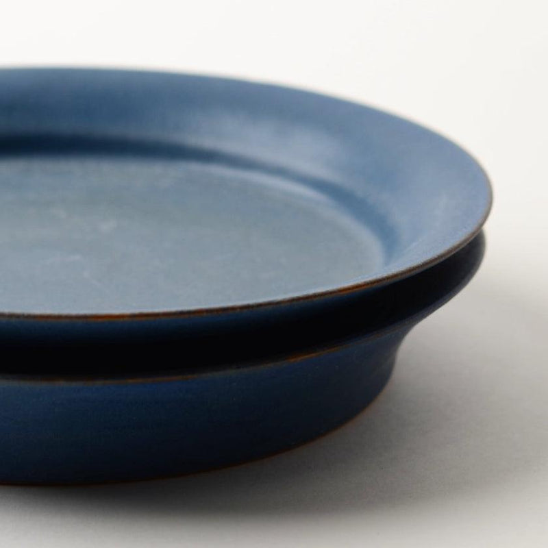 [DISH] Matte Rim Plate Round (M) ชุดคู่สีน้ำเงิน | Kyoto-Kiyomizu Ware | ฟูวู