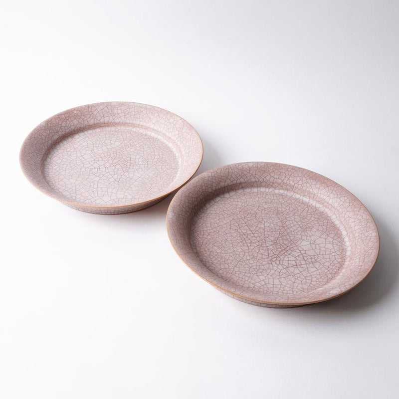 [접시] Hibiki Rim 플레이트 라운드 (M) 빨간 쌍 세트 | kyoto-kiyomizu ware | 푸우