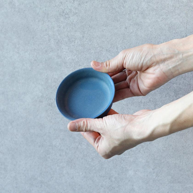 [작은 접시] 매트 림 플레이트 라운드 (SS) 파란색 | kyoto-kiyomizu ware | 푸우