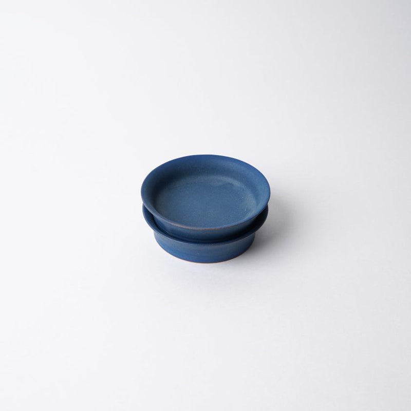 [SMALL DISH] MATTE RIM PLATE ROUND (SS) BLUE PAIR SET | KYOTO-KIYOMIZU WARE | FUUU