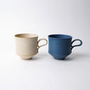[MUG (CUP)] MATTE (SQUARE) PAIR SET BLUE & WHITE | KYOTO-KIYOMIZU WARE | FUUU