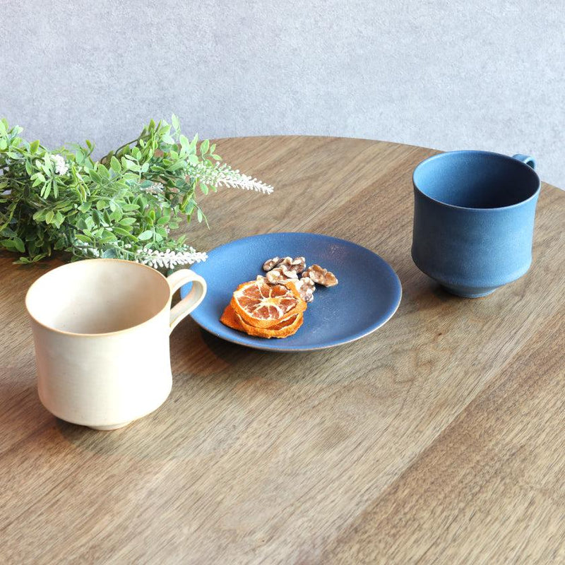 [머그 (컵)] 무광택 (정사각형) 쌍 세트 블루 & 화이트 | kyoto-kiyomizu ware | 푸우