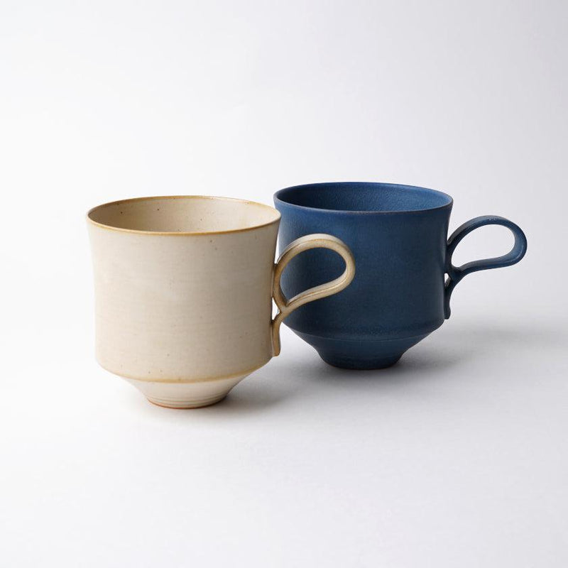 [แก้ว (ถ้วย)] แมตต์ (สี่เหลี่ยม) คู่ชุดสีน้ำเงินและสีขาว | Kyoto-Kiyomizu Ware | ฟูวู