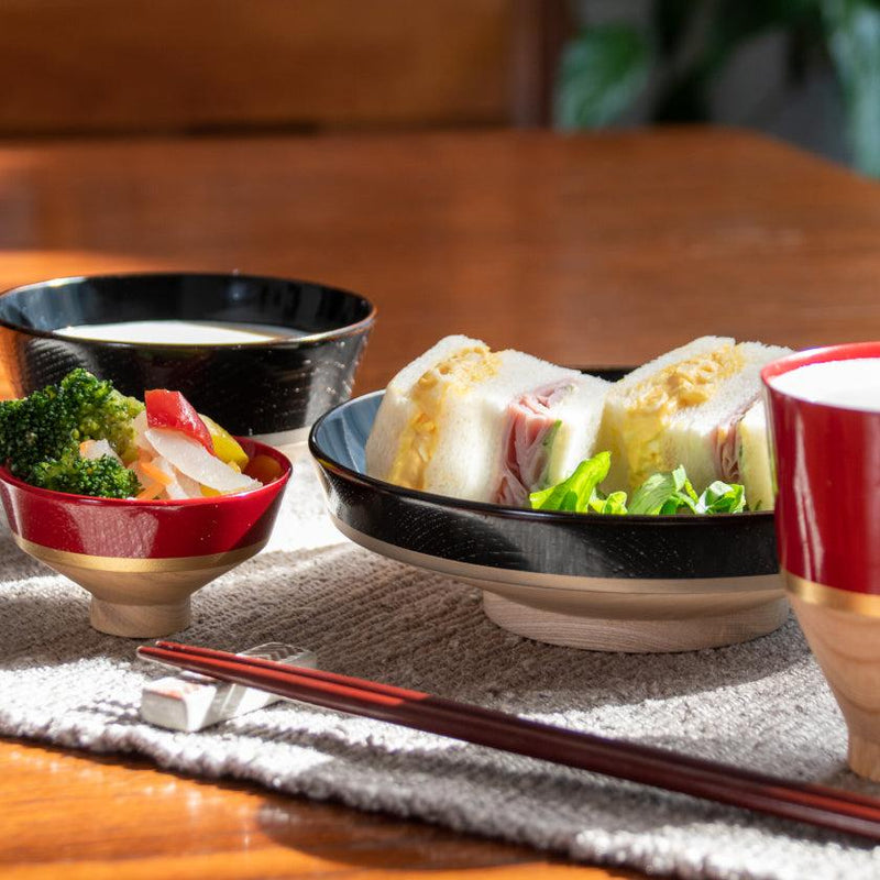 [DISH SET] KOROMO 4-PIECE SET (PLATE, BOWL, SAKE CUP, CUP) | LACQUERWARE | ISUKE