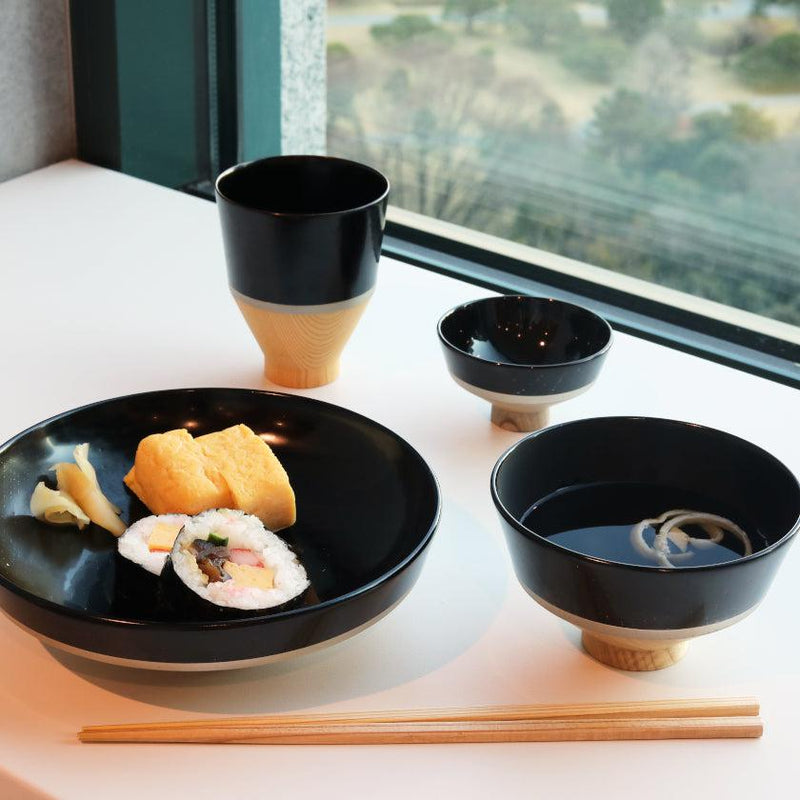 [DISH SET] KOROMO 4-PIECE SET (PLATE, BOWL, SAKE CUP, CUP) | LACQUERWARE | ISUKE