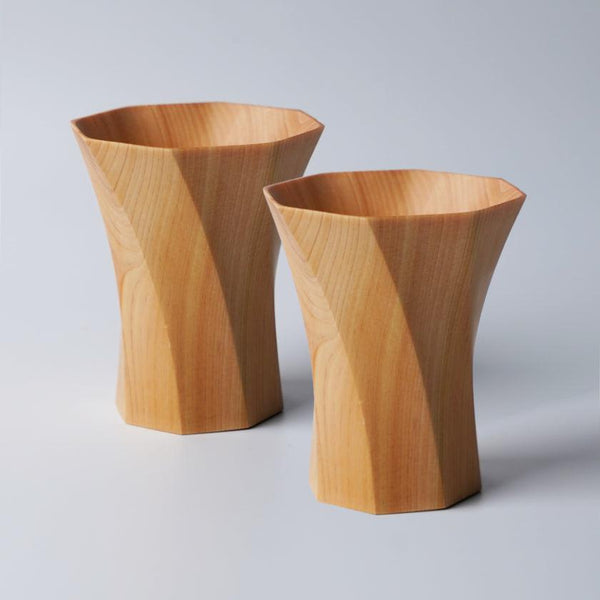 [CUP] PAIR OF OCTAGONAL TWISTED MASU (L) | WOODWORKING | KINO-SACHI