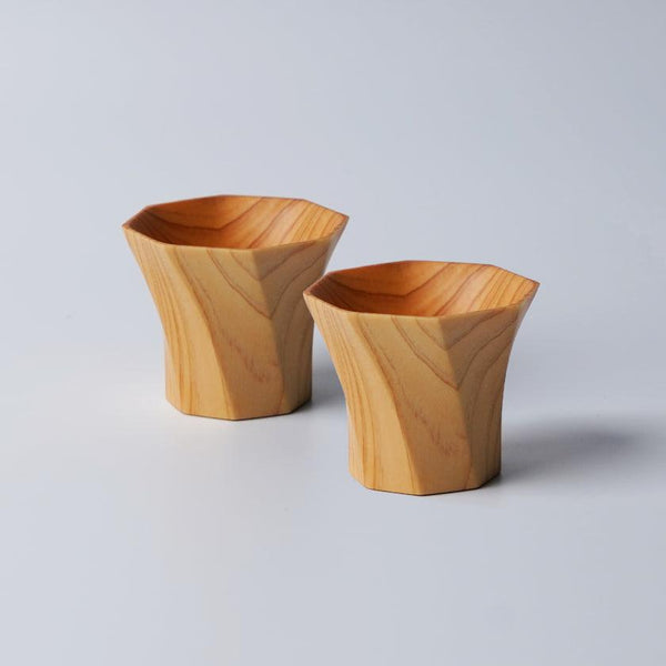 [Sake Cup] 팔각형 Ochoko 쌍 | 목공 | 키노-사치