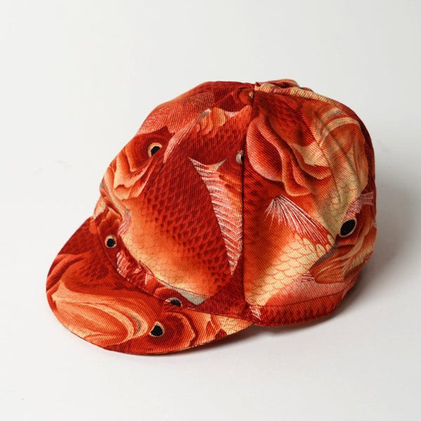 [CAP] Haura Red Fishes（Allover Design）|京都Yuzen染色| Majikao