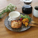 [LARGE PLATE (PLATTER)] RIMMED DISH WITH GRAPES ARABESQUE - GRAY | PRINTING AND KYO-YUZEN ENGRAVING| SANSAI STUDIO