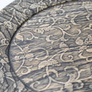 [LARGE PLATE (PLATTER)] RIMMED DISH WITH GRAPES ARABESQUE - GRAY | PRINTING AND KYO-YUZEN ENGRAVING| SANSAI STUDIO