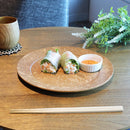 [LARGE PLATE (PLATTER)] RIMMED DISH - GRAPES ARABESQUE - LIGHT BROWN |印刷和Kyo-Yuzen雕刻| Sansai Studio