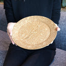 [LARGE PLATE (PLATTER)] RIMMED DISH - GRAPES ARABESQUE - LIGHT BROWN |印刷和Kyo-Yuzen雕刻| Sansai Studio