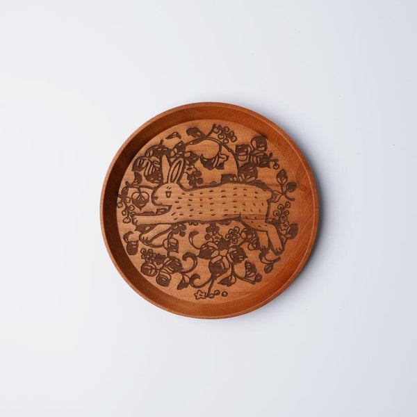 [작은 접시] 아라베스크와 토끼 | 인쇄 및 Kyo-Yuzen 조각 | 산사이 스튜디오