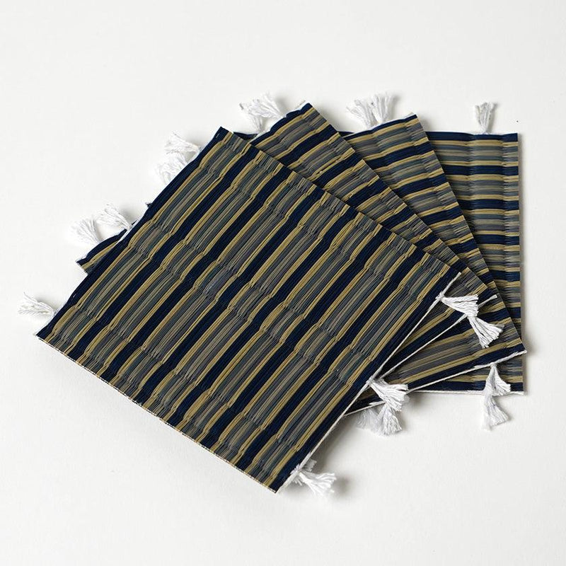 [墊子套] 4個杯墊（藍色）和2個位置墊（黃色）| tatami | Tatamiya Tatsuzo