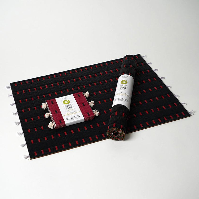 [墊子套] 4個杯墊（紅色）和2個位置墊（黑色）| tatami | Tatamiya Tatsuzo