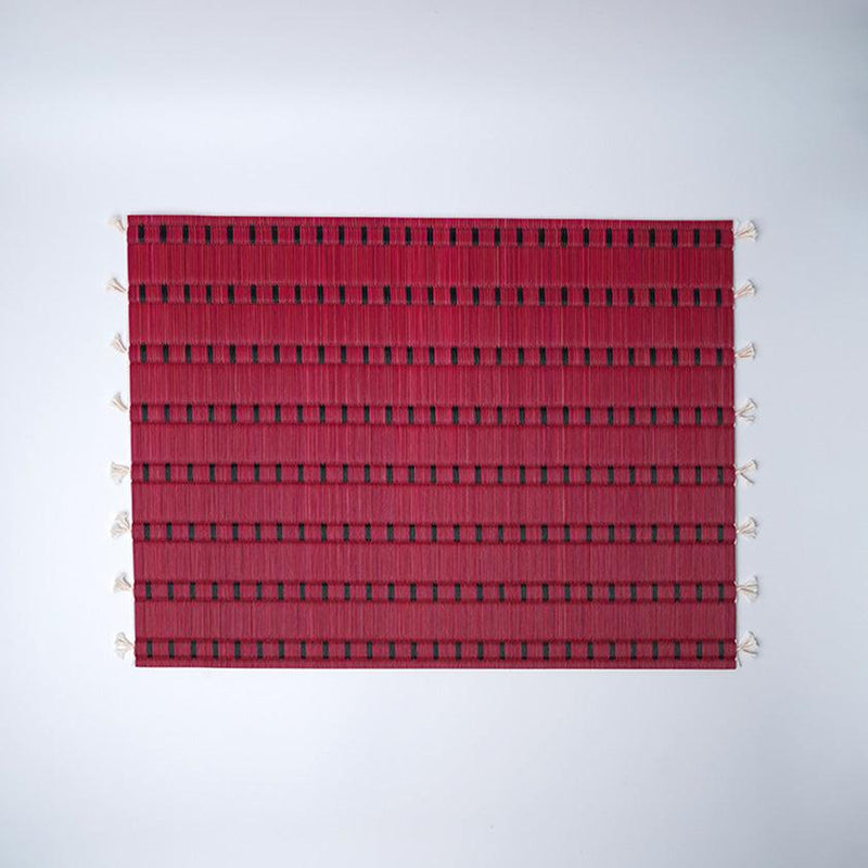 [MAT SET] 4 COASTERS (BLACK) & 2 PLACE MATS (RED) | TATAMI | TATAMIYA TATSUZO
