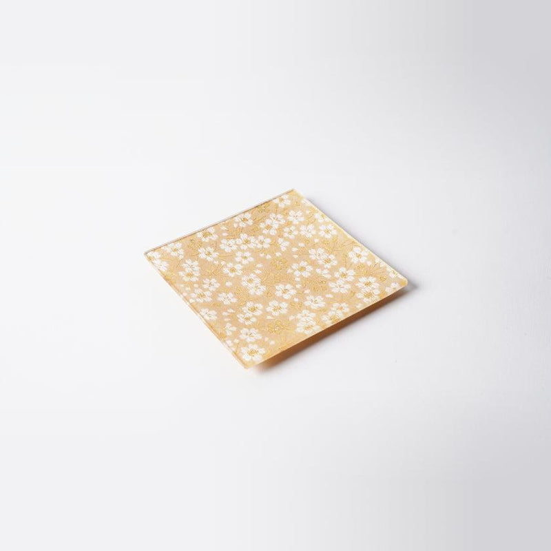 [จาน] ดอกไม้สีทองสี่เหลี่ยมจัตุรัส | Nishijin Textiles | Emura Shouten