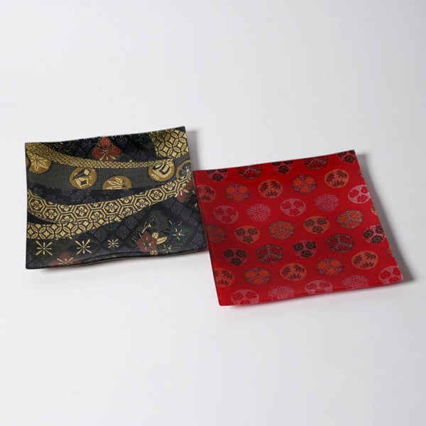 [플레이트 세트] Square Temari & Navy Pair 세트 | Nishijin Textiles | 에 무라 쇼 텐