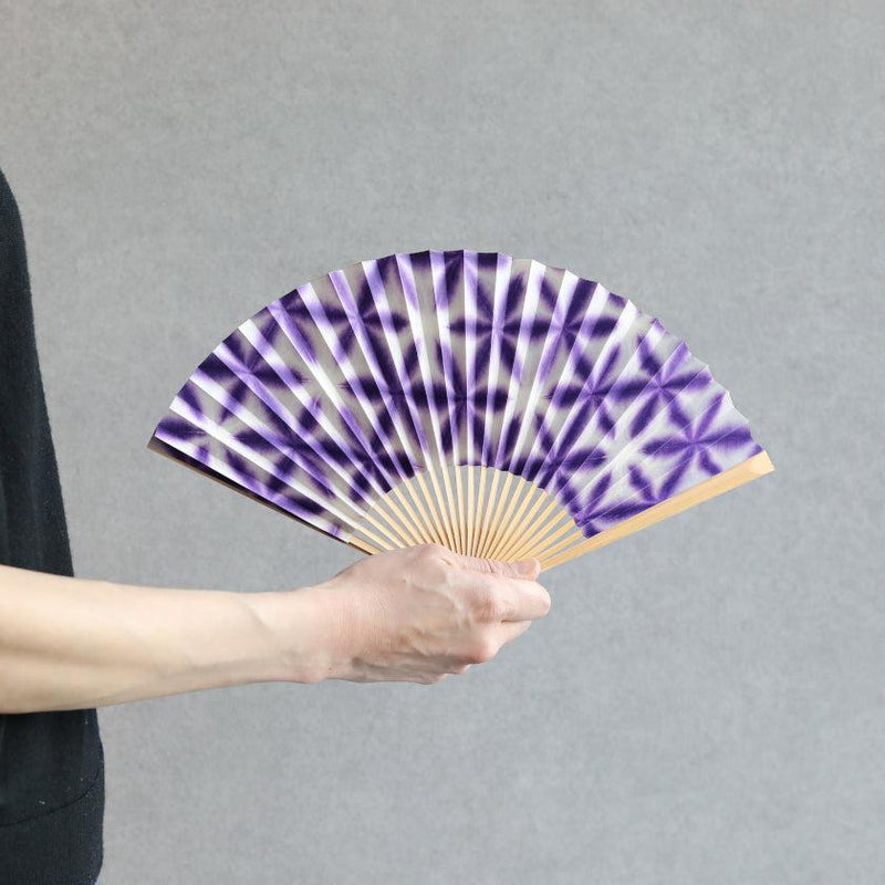 [手扇] Sekka Shibori（紫色）女性| kurotani washi紙| kurotani washi合作組
