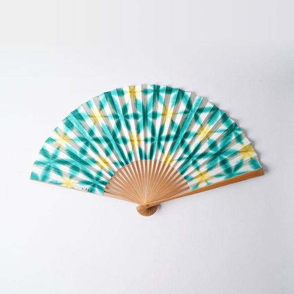 [Hand Fan] Sekka Shibori (สีเขียว) สำหรับผู้หญิง | Kurotani Washi Paper | Kurotani Washi Cooperative Group