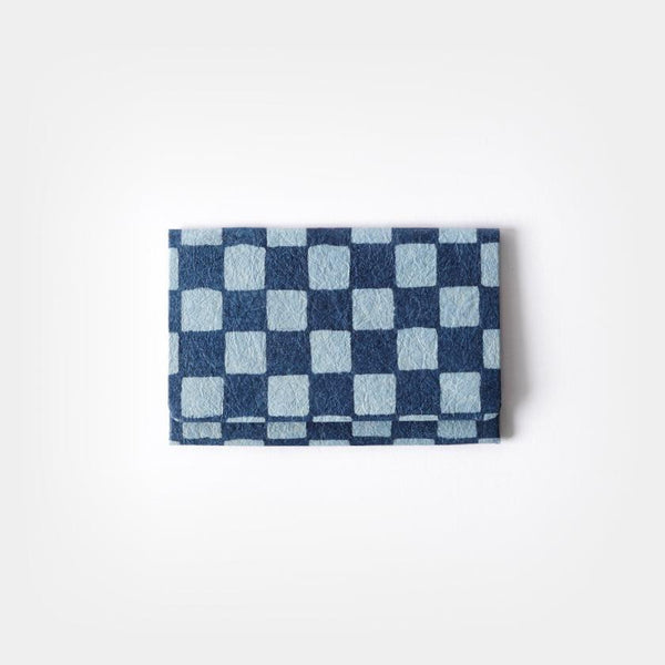 [CARD CASE] รูปแบบ Checkered (Indigo) | Kurotani Washi Paper | Kurotani Washi Cooperative Group
