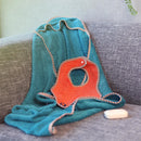 [嬰兒禮物套] Swaddle * 1（加勒比海藍色） /圍嘴 * 1（橙色）|有機毛巾|河馬