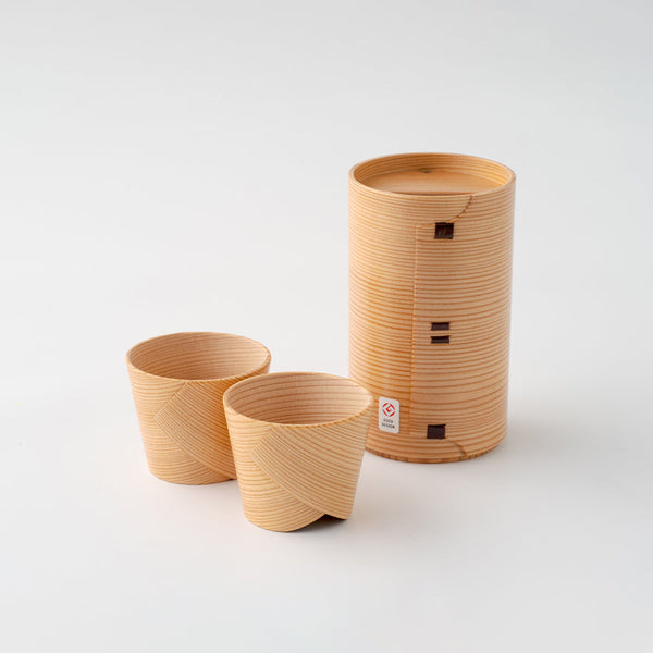 [Sake Bottle & Cup Set] ชุด 3 ชิ้น (ขวดสำหรับ 180ml) | Odate Magewappa | Kurikyu