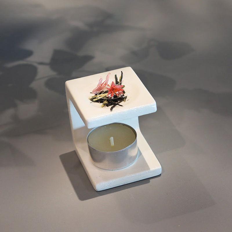 [향 버너] 사각형 | 우지 차와 꽃 디자인 | 차와 카 료토 우지