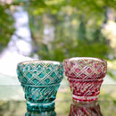 [GLASS] FREE CUP (GOLD RED) IN A PAULOWNIA BOX | SATUMA VIDRO | SATSUMA CUT GLASS