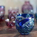 [SAKE BOTTLE] DOUBLE-COVERED KATAKUCHI (GREEN-LAPIS LAZULI) IN A PAULOWNIA BOX | SATUMA VIDRO | SATSUMA CUT GLASS