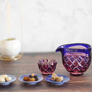 [SAKE BOTTLE] DOUBLE-COVERED KATAKUCHI (GOLD RED-LAPIS LAZULI) IN A PAULOWNIA BOX | SATUMA VIDRO | SATSUMA CUT GLASS