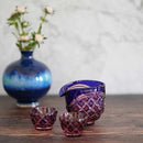 [ขวดสาเก] ชุด Katakuchi และ Mini-Ochoko 2 ชิ้น (Mini-Ochoko 2 ชิ้น (Gold Red-Lapis Lazuli) ในกล่อง Paulownia | Satuma Vidro | Satsuma Cut Glass